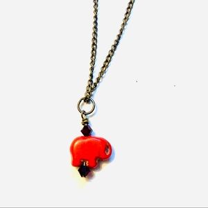 Handmade Little Red Elephant Necklace